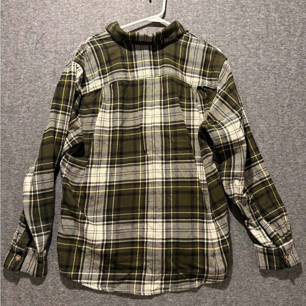 Brahma flannel shirt mens Large green white plaid button up cotton heavy work - Picture 3 of 8